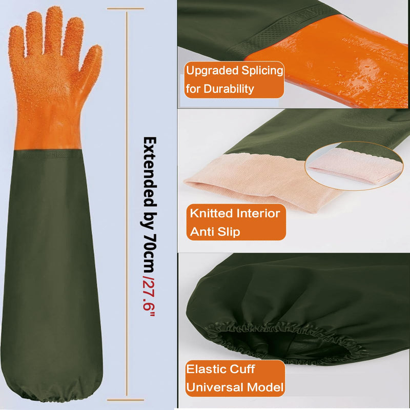 YOFANG Dog Washing Gloves,27.6" Long Rubber Dog Bath Brush, Durable Cat Bite-Proof gloves & Pet Hair Removal Glove with Soft Particles Suitable for Dogs Cats Pet Grooming. Orange - PawsPlanet Australia