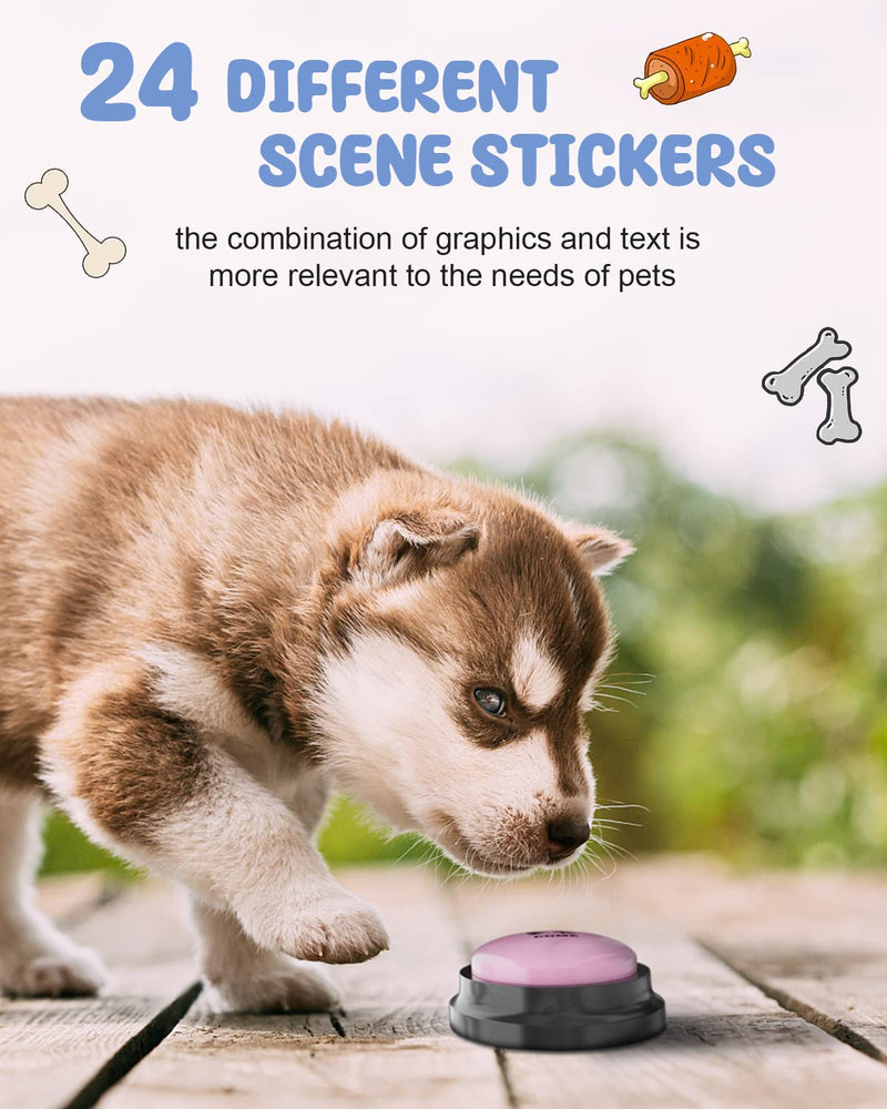 Dog Buttons for Communication, 8 Pcs Dog Talking Button Set, 30s Recordable Voice Pet Buzzer Training Buttons, Speaking Button for Dogs with Waterproof Anti-Slip Dog Button Mat and 48 Scene Stickers A-8 Pack - PawsPlanet Australia