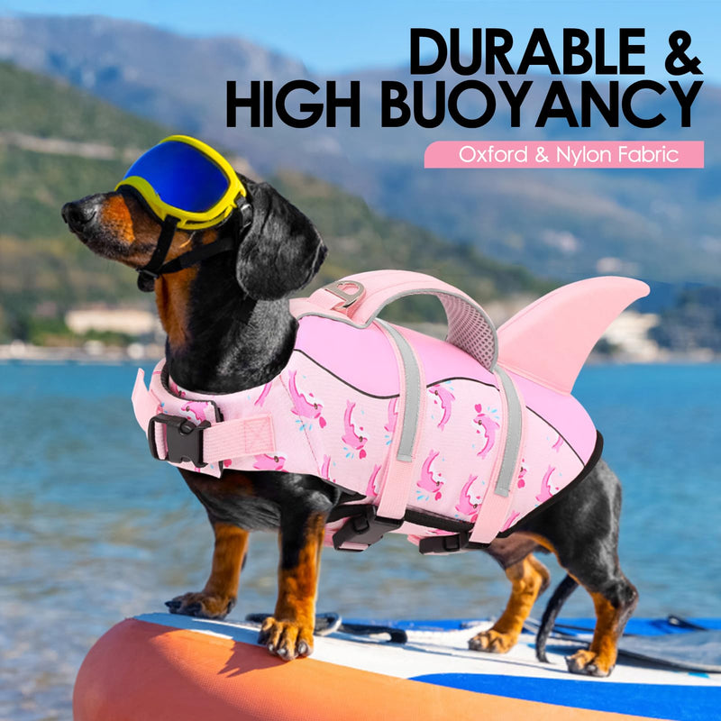 AOFITEE Dog Life Jacket, Dog Life Vest for Swimming, High Flotation Large Dogs Swim Vest with Rescue Handle and Reflective Stripe, Dogs Lifesaver Swimsuit for Boating Summer Pool Beach, Pink Whale XL X-Large - PawsPlanet Australia