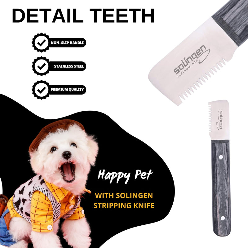 Professional Stripping Knife Kit (7 Pieces Set) for Dogs & Pets – Right-Handed, Wooden Handle Grip with Stainless Steel Blade – Grooming Tool for Removing Loose Fur & Enhancing Coat Health - PawsPlanet Australia