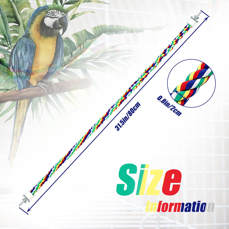 Weewooday 2 Pcs Bird Rope Perches Climbing Rope Bird Cage Accessories for Parrots, Parakeets, Cockatiels, Conures(31.5 Inch) 31.5 Inch - PawsPlanet Australia