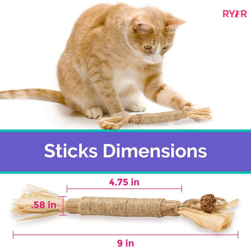 RYERCAT Silvervine Sticks for Cats【Canadian Brand】 All-Natural Cat Chew Toy for Aggressive Chewers and Kitten Teething - Pet Friendly, Smooth Finish, Irresistible Taste and Smell (5 Pack) - PawsPlanet Australia