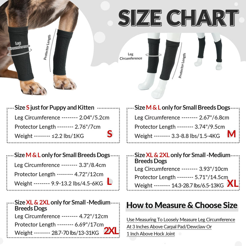 ROZKITCH 4PCS Dog Sleeves for Legs to Prevent Licking, Knitted Solid Pattern Elbow Joint Protectors for Small Dogs Chihuahua, Yorkshire Terrier, Toy Poodle, Pomeranian, Papillon Grey M M-Leg Girth: 2.67in DarkGrey