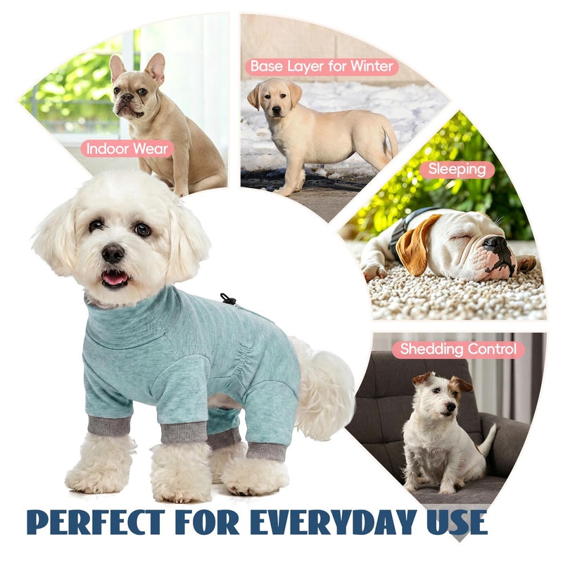 Dog Onesie Pyjamas for Small Medium Dogs, Lightweight Stretch Dog Jumpsuit for Indoor Wear & Sleep, Ideal as Base Layer, Shedding Control & Light Protection Clothing, Heather Blue L