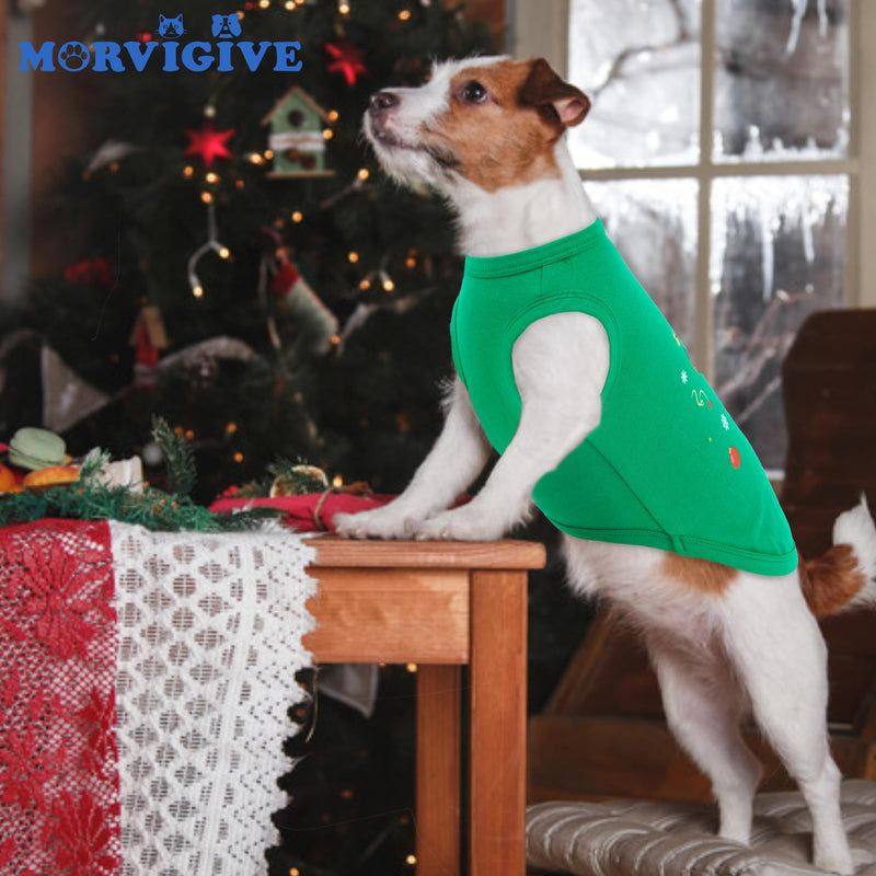3 Pack Christmas Dog T-Shirt,Printed & Striped Set,Sleeveless Vest Autumn Winter Indoor Lounge Wear,Soft Lightweight Dachshund Clothes,Festival Party Cute Outfits(Red&Green,L) Red-Green-Stripes Large?Chest:18"?