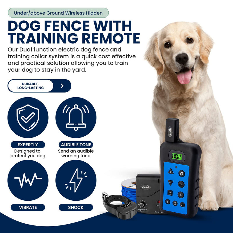 My Pet Command Wireless Underground Dog Fence System, Dual Function with Remote Dog Training Collar System Safe Pet Containment Waterproof Shock Collar Extra Remote Only