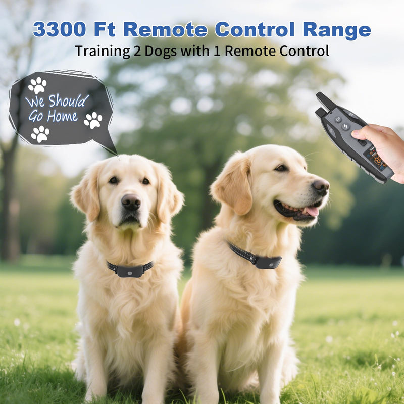 Dog Training Collar with Remote Color Screen - 3300 FT Remote Control Range, Dog Shock Collar with 3 Training Modes, 2 Rechargeable Waterproof ECollar for Dogs Training 15-125LBS Grey 2 Pack - PawsPlanet Australia
