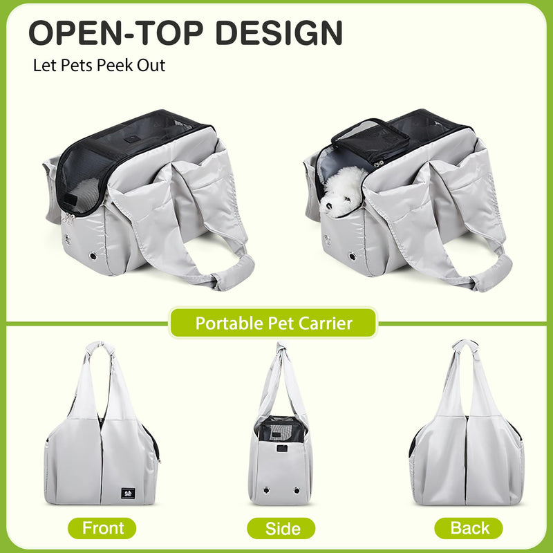 ALLSOPETS Puppy Sling Carrier for Small Dogs, Breathable Dog Sling with Leash Hook, Portable Pet Bag for Cats and Puppies, Cozy Carrier for Travel, Outdoors, Camping (Silvery Grey) Silvery Grey - PawsPlanet Australia