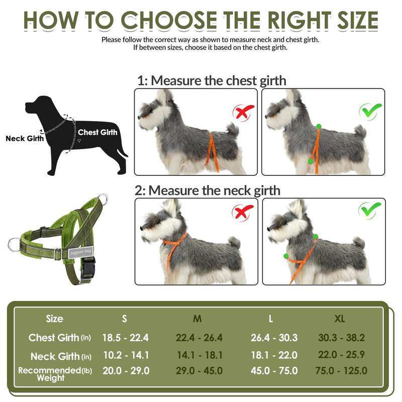 SlowTon No Pull Dog Harness - Heavy Duty Dog Harness and Leash Set for Medium Large Dogs, Reflective Tactical Harness with Soft Padded and Front Clip for Easy Walk and Training (Green L) Green - PawsPlanet Australia