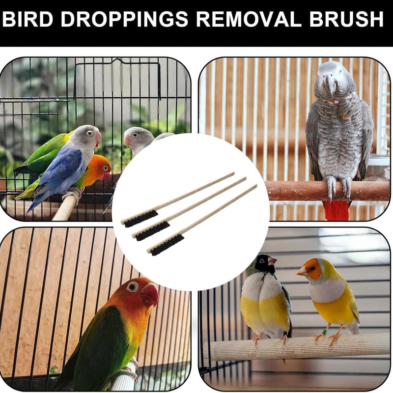 Zerodis 3PCS Brushes for Pets Bird Cage Brush Wooden Cleaning Brush Portable Long Handle Bird Cage House Brush Accessory for Pet Birds Parrots Cage - PawsPlanet Australia