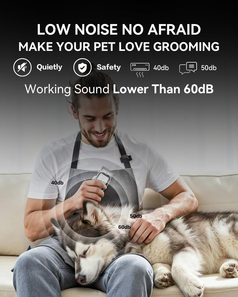 Dog Grooming Clippers Professional for Thick Hair, Full Metal Body Black Ceramic Blade LED Display Low Noise Rechargeable Cordless Dog Grooming Kit
