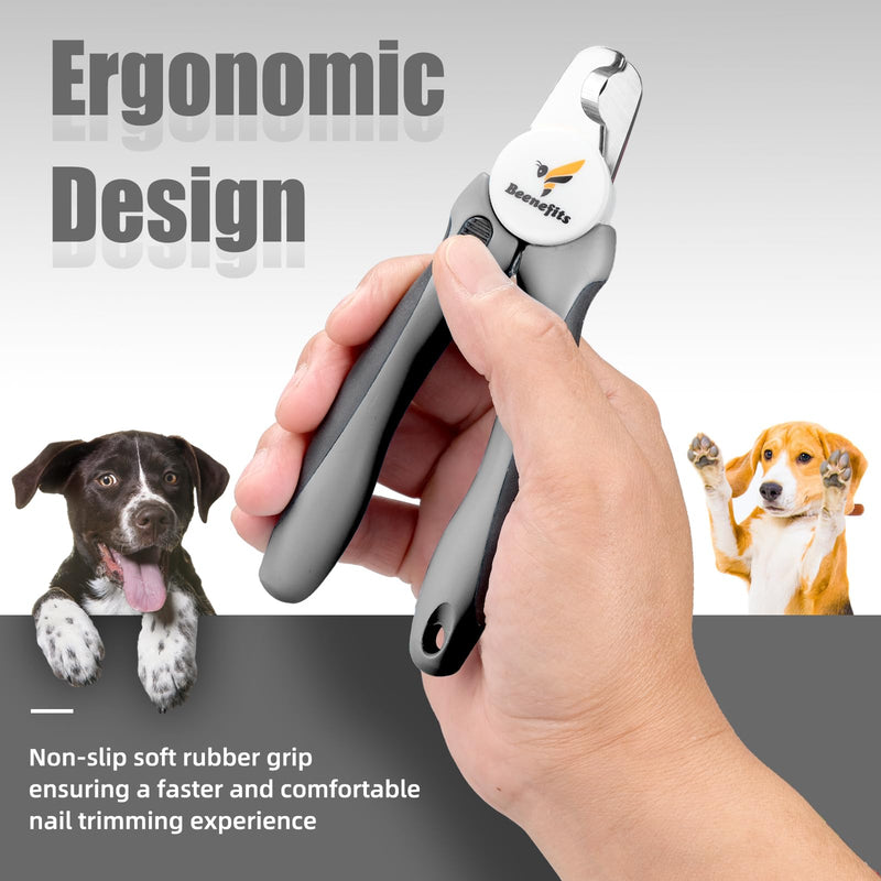 Large Dog Nail Clippers with Sharp Stainless Steel Blade for Smooth Cutting, Ergonomic TPE Handle Special Baffle to Avoid Flying Nail Fragments, Hidden Nail File (Large/Medium), Black Large - PawsPlanet Australia