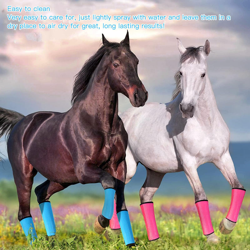 Horse Fly Leggings, Prevent Trampling Fine Mesh Leg Protection Tear Resistant Horse Fly Boots for Outdoor (Rose Red) - PawsPlanet Australia