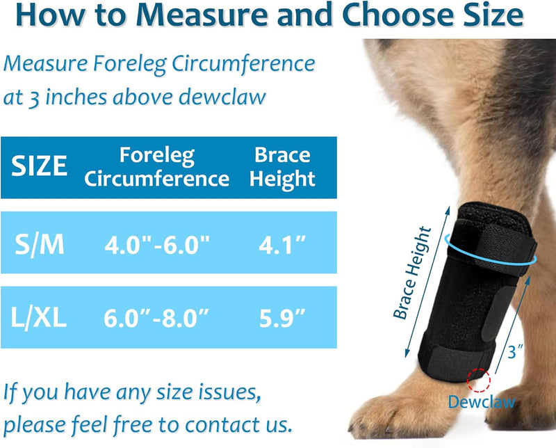 MUKVIK Dog Front Leg Brace, 1 Pair Dog Canine Front Leg Compression Brace Wrap with Metal Strips, Protects Wounds, Brace Heals, Prevents Injuries and Sprains, Helps Arthritis (L/XL) L/XL(1 Pair) - PawsPlanet Australia