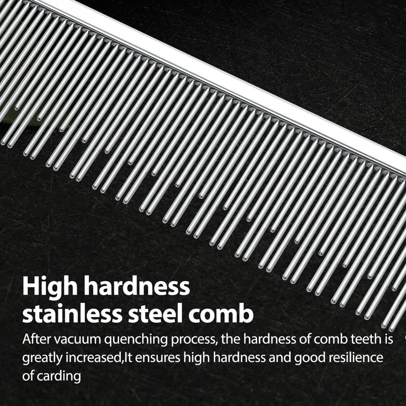 6.1" Cat Carding Dual Tooth Comb for Long Haired Cats & Dogs Ragdoll Round Corners Prevent Friction and Breakage Chrome Finish(M, Dual) Medium