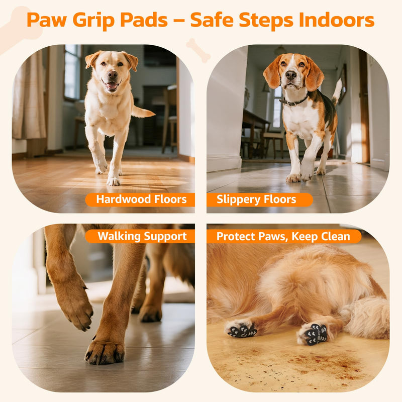 Anti Slip Dog Paw Protector Pads for Senior Dogs, Paw Pads for Dogs Traction, Disposable Self Adhesive Paw Grips for Old Dog on Slippery Hardwood Floor, Black 12 Sets (48pcs) XXL 61-80lbs XXL (61-80lbs) - PawsPlanet Australia