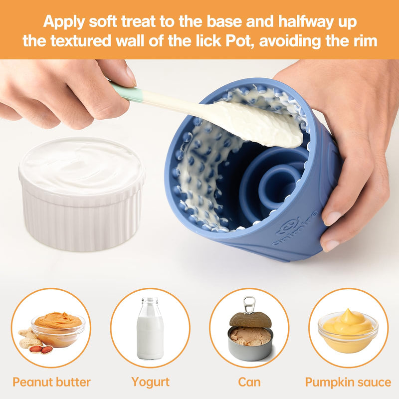 Dog Slow Feeder Lick Bowl, Anxiety Relief Dog Licking Mat Treat Dispenser, Non-Slip Anti-Choking Slow Eating Dog Lick Bowl for Small Medium and Large Breed Dogs, BPA Free Silicone M-L Dark Blue - PawsPlanet Australia