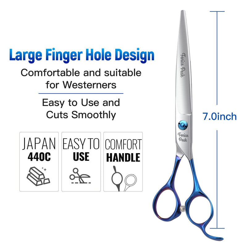 Fenice Peak Grooming Scissors for Dogs 7 inch Straight Pet Grooming Scissors Ergonomically Designed Blue Handles Ideal Dog Shears for Precise Trimming Easy Use. - PawsPlanet Australia