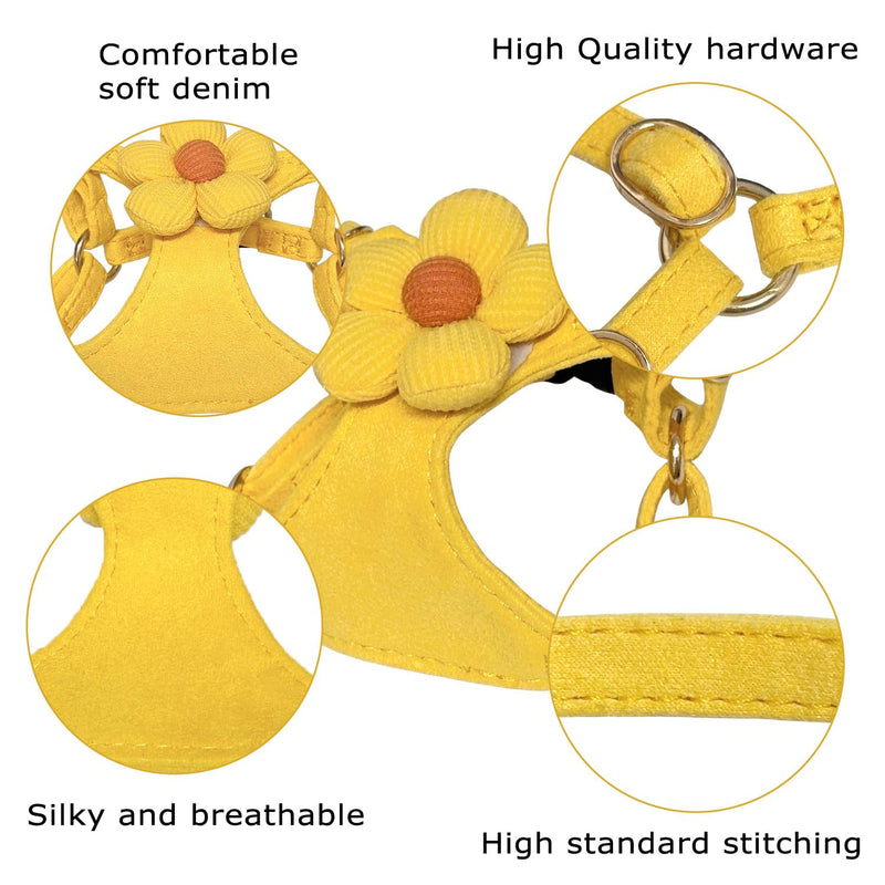 No Pull Dog Harness and Leash Set for Small Sized Dog Training; Puppy Harnesses with Multifunction Dog Leash, Soft Adjustable No Choke Escape Proof Pet Harness for Small and Medium Dog (Yellow XXS) Yellow