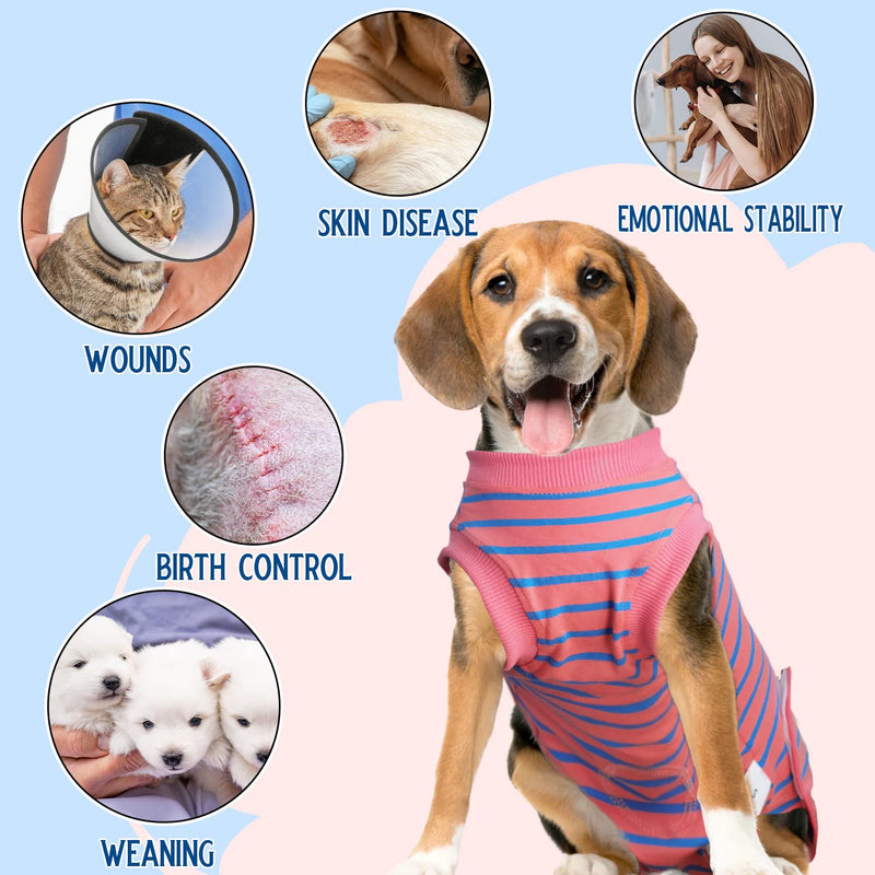 Dog Surgery Recovery Suit, Recovery Shirt for Male Female Dog Cats, Cone E-Collar Alternative Abdominal Wounds Spay Bandages Onesie, Anti-Licking Pet Surgical Recovery Snugly Suit,Pink Medium Pink - PawsPlanet Australia