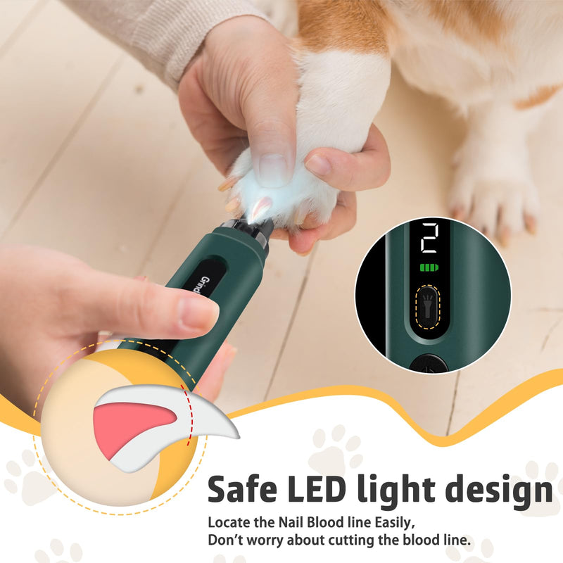 SUPERFA Electric Dog Nail Grinder With Dust Proof, 5 Speed Silent Dog Nail Trimmer with LED Lights, Electric Dog Nail Grinders For Large Medium Small Dogs