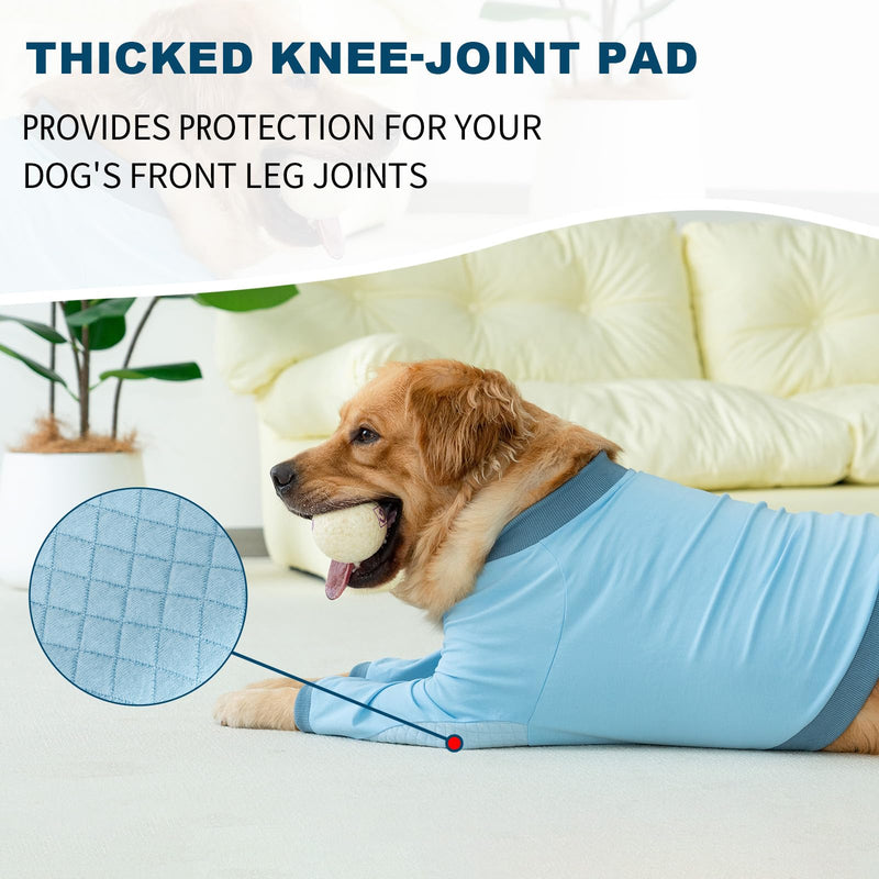 Dog Recovery Sleeve with Elbow Protector, Recovery Suit for Dog Front Legs, Pet Long Sleeve Suit to Stop Licking, Soft Breathable Cone Collar Alternative for Male Female, Blue, M