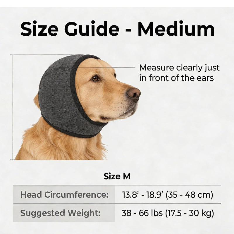 Dog Ear Protection, Adjustable Ear Protection Dog with Sound Insulation, Comfortable & Washable Earmuffs, Dog Fireworks for All Dog Breeds, Ideal for Bathing and Drying (Grey-M)