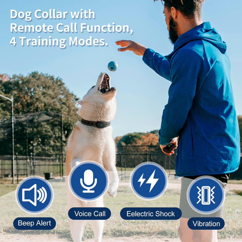 ?Dog Shock Collar, 4900FT Dog Training Collar with Call Function & LED Light, IP67 Waterproof Rechargeable E-Collar for Dogs 10-120Ibs,4 Training Modes for All Breeds (Black) Black - PawsPlanet Australia
