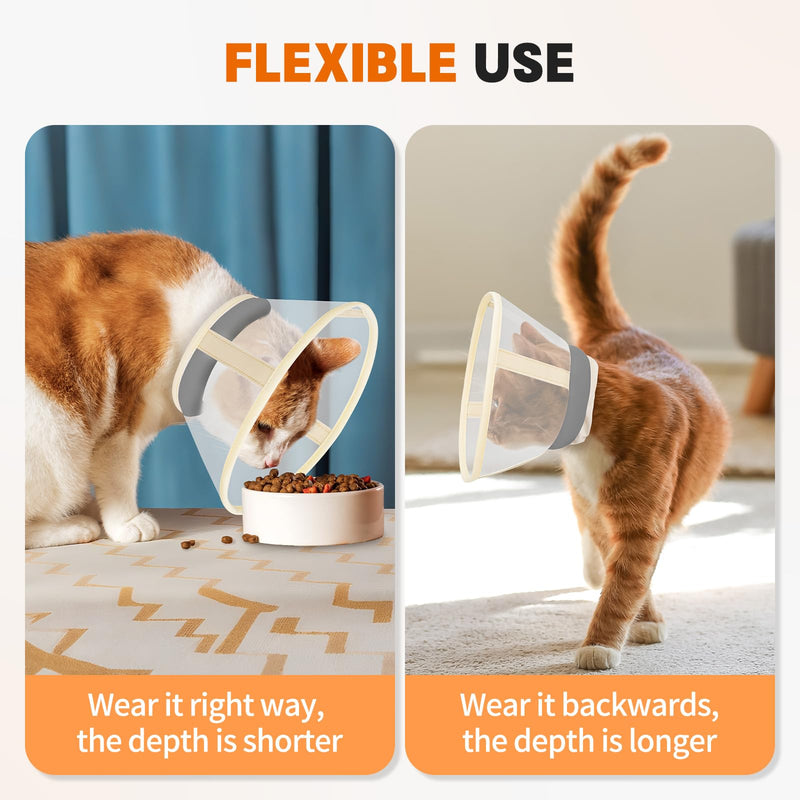 Cat Cone Collar Soft- Adjustable Comfortable Air Mesh Recovery Cone After Surgery to Stop Licking and Scratch, Alternative to Plastic Elizabethan Collar for Cat, Whiskers Freedom (Grey, XS) Grey