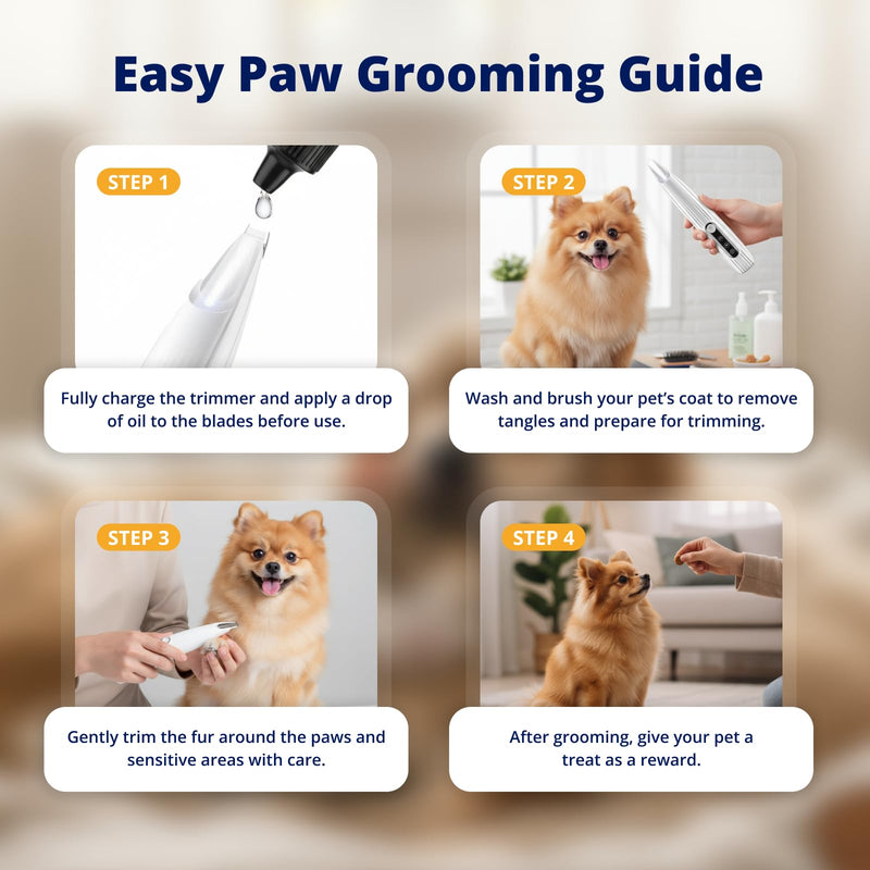 Silent Groom Pro Pet Paw Trimmer | Cordless Shaver for Dogs, Cats, Big & Small Animals with Light | Rechargeable Home and Salon Grooming Tool for Paws, Face, Ears, Butt - PawsPlanet Australia