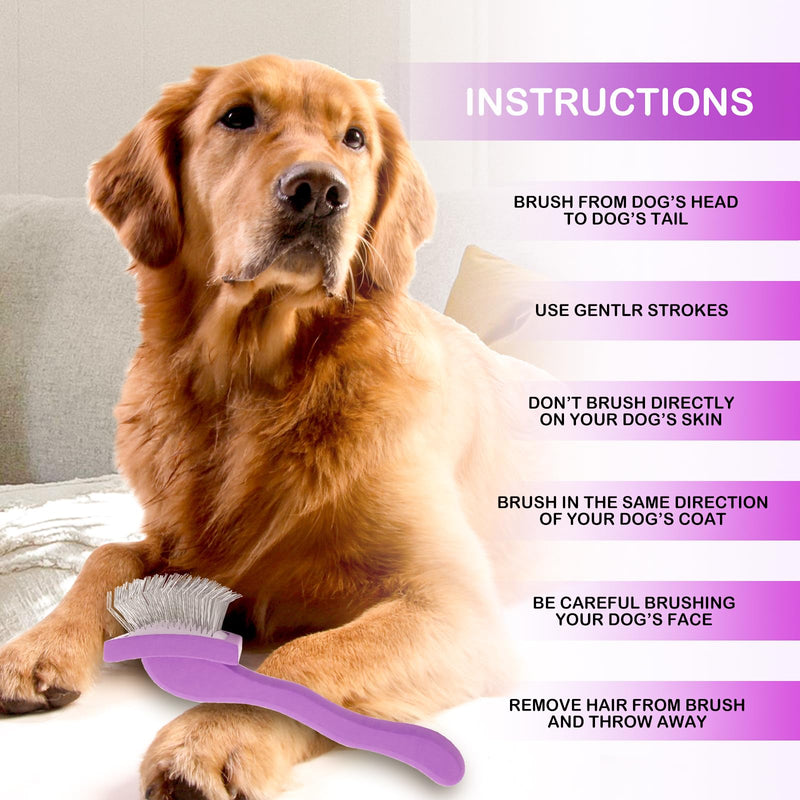 Slicker Brush for Goldendoodles, Labradoodles & Poodles - Grooming Kit for Medium & Long Haired Dogs (Purple) Purple - PawsPlanet Australia