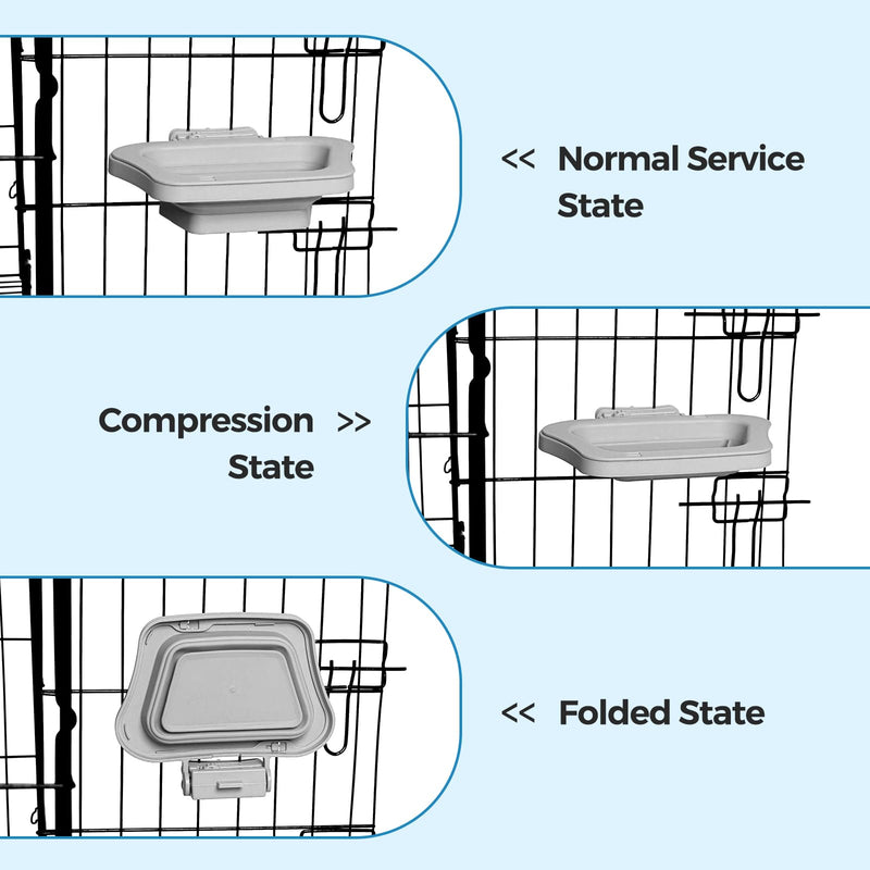 Collapsible Dog Bowls for Crate Dog Kennel Bowls for Travel Foldable Dog Water and Food Bowls for Pet Carrier, Suitable for Small Medium Dogs and Cats, Removable, BPA Free, Grey - PawsPlanet Australia