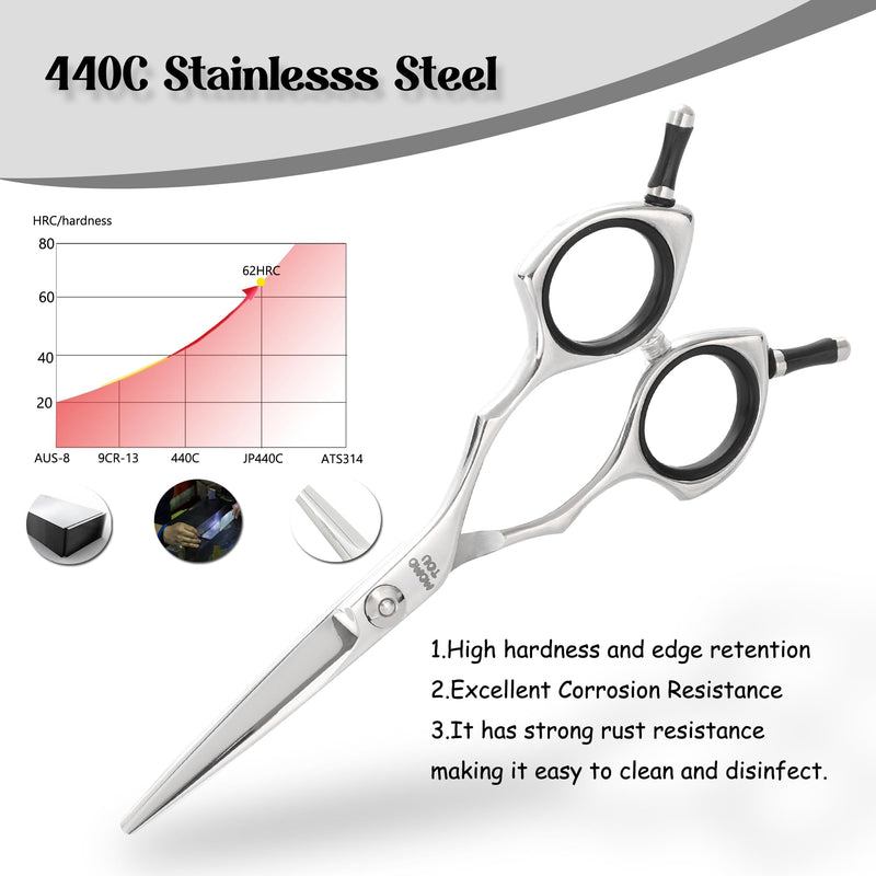 Dog Grooming Scissors 5 inch Small Straight Scissors Super Light Professional 440C Stainless Steel Pet Shears for Trimming Face and Paws Nose Ear Easy Use. - PawsPlanet Australia