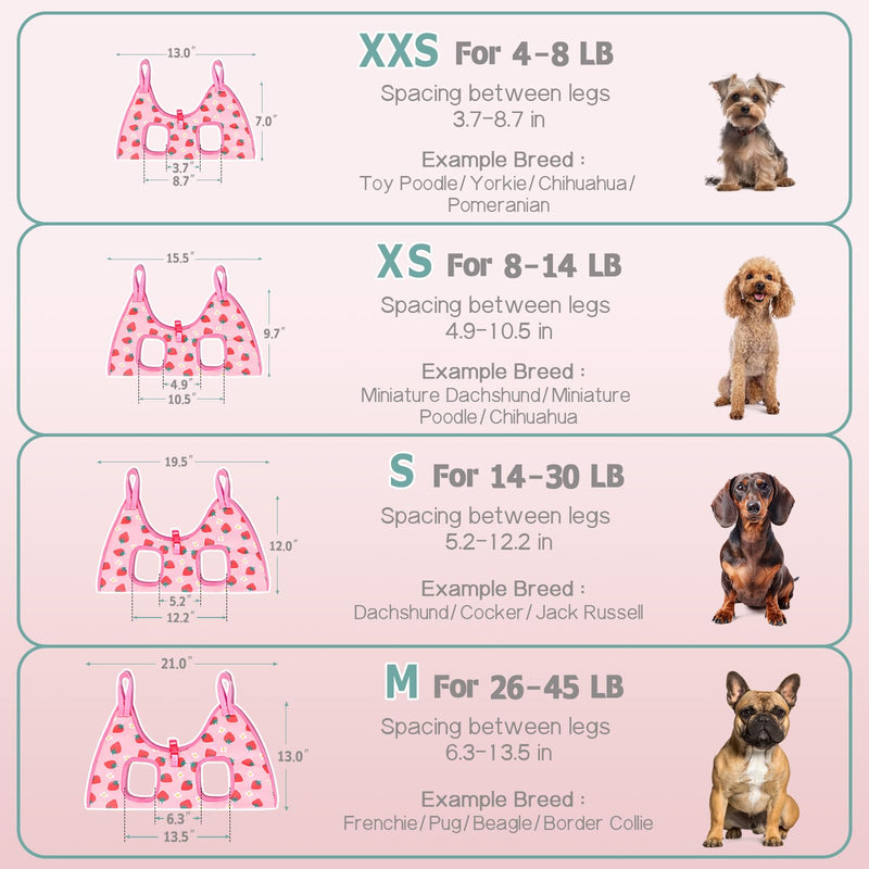 Supet Dog Grooming Hammock, Dog Hanging Harness for Nail Trimming Doorframe, Pet Holder Restraint for Clipping Nails, Pet Hoist Sling for Cutting Nails, Ear & Eye Cleaning, Medicine at Home (L) L（ Legs Spacing：10.8"-21.0" / Max W：45-60LBS） Strawberry - PawsPlanet Australia