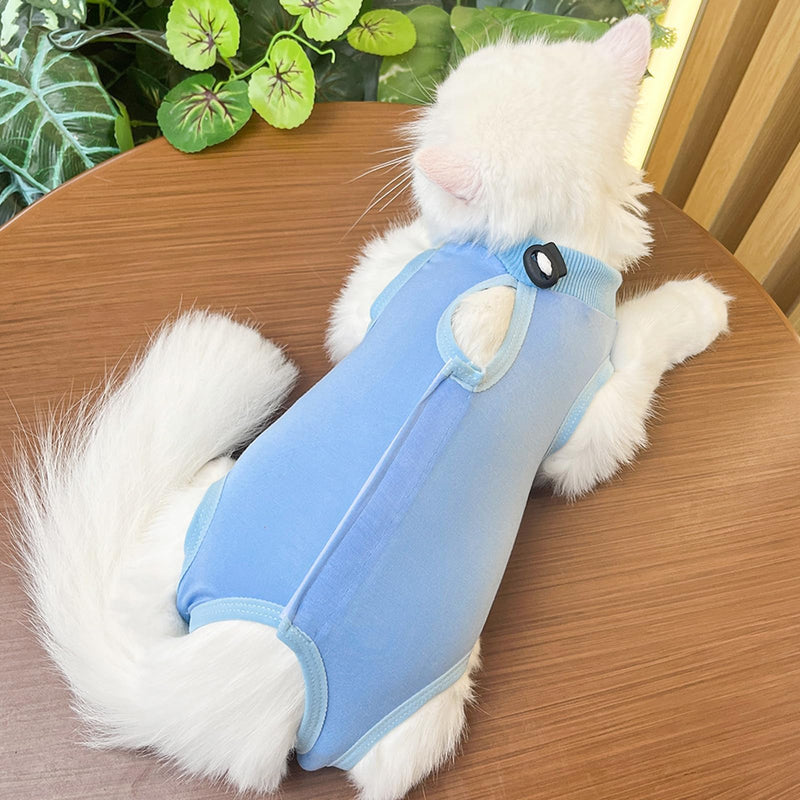 Cat Recovery Suit, Breathable Anti-Lick Cat Spay Bodysuit, Cone Alternative Post-Surgery Shirt for Abdominal Wounds, Soft Cotton Cats Surgery Clothes for Kittens & Adult, Size M (2-4KG Cats)