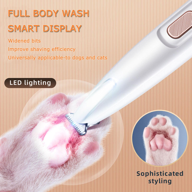 1PC Dog Paw Trimmer with LED Light,35dB Low Noise Precision Pet Paw Trimmer for Dogs Cats Grooming Clippers,Safety Electric Paw Hair Trimmer for Paws,Ears,Rump,Face,Eyes 1set - PawsPlanet Australia
