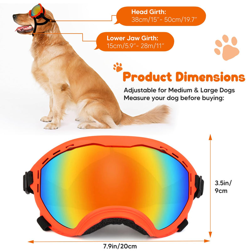 Dog Goggles,UV Protection Dog Sunglasses for Medium-Large Breed,Dogs Eye Protection with Adjustable Strap (Orange) Orange - PawsPlanet Australia