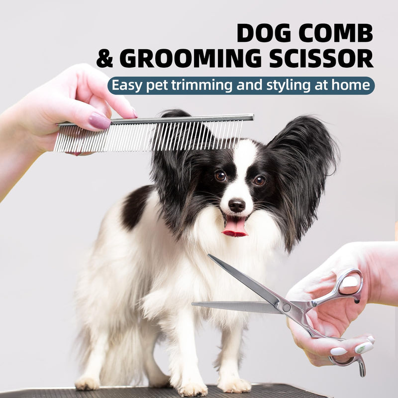 Dog Bath Brush Set,7 PCS Dog Slicker Deshedding Hair Brushes for Grooming Shedding，Dog Scrubber Shower Wash Brush for Short Long Haired Dogs Cats Bath,Dog Slicker Brush Dematting Comb Scissor Blue - PawsPlanet Australia