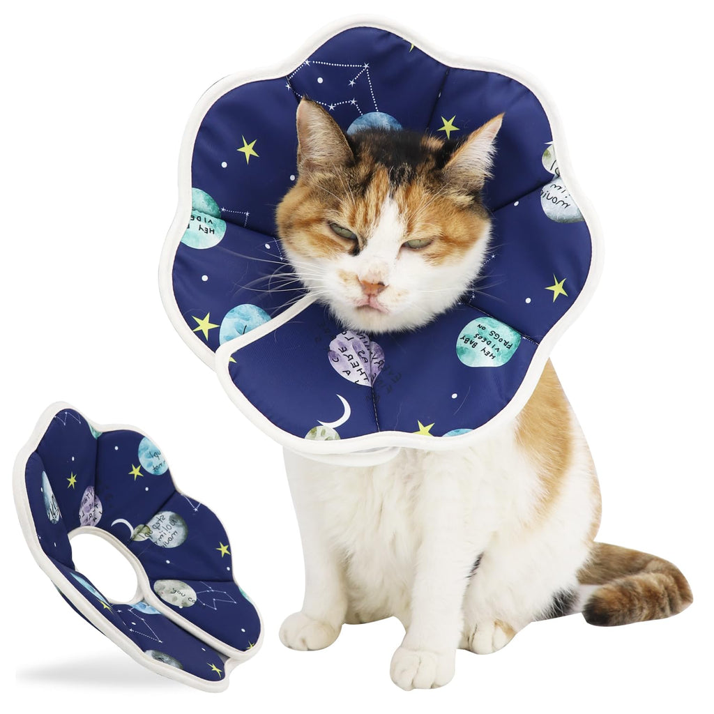 Soft Cat Recovery Cone, Durable Dog Collar After Surgery, Waterproof Pet Elizabethan Collar Protective Wound Healing for Cats and Puppies (Medium/Constellation Pattern) Medium / Constellation Pattern