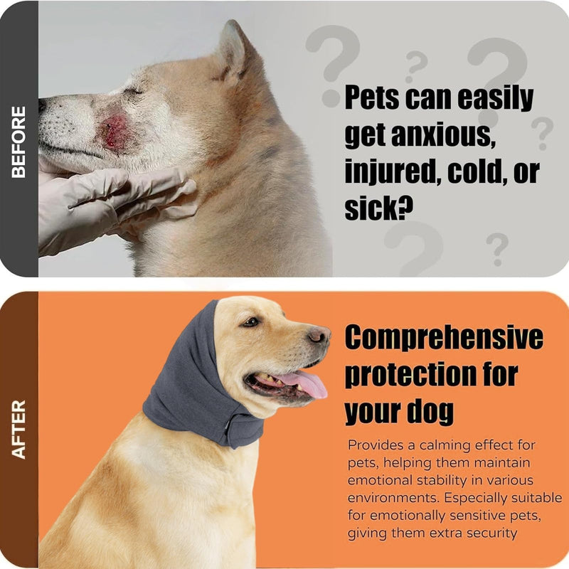Ear Protection for Dogs - Dark Grey M, Soft Neck and Ear Protection with Noise Reduction, Waterproof Pet Accessory for Soothing Stress Situations