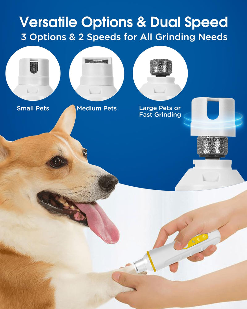Dog Nail Grinder with Enhanced LED Light – Super Quiet, 2-Speed, USB-C Rechargeable, LED Smart Display, 3 Grinding Options, Pet Nail Trimmer for Dogs Cats and All Pet Sizes - PawsPlanet Australia