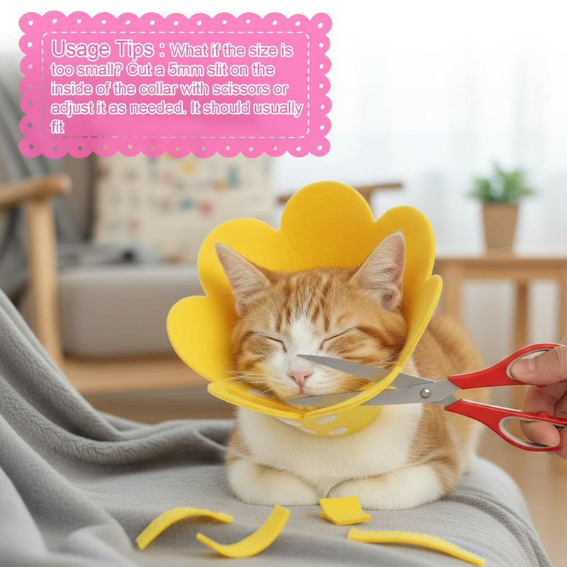 2 Pack Felt Cat Cone Collar Cute Flower Cone for Dogs to Stop Licking Comfortable Adjustable Cat Cones Collar Surgery Recovery Elizabethan Collars for Cats Kitten Puppy(Size M)