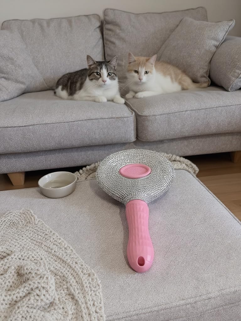 Diamond Rhinestone Pet Grooming Brush - Deshedding Brushs for Rabbits, Cats, Dogs - Sparkling Cat Hair Brush & Dog Shedding Tool with Gentle Massage for Indoor Pets (pink) pink - PawsPlanet Australia