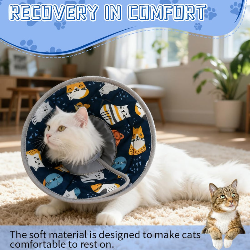 1 x Soft Cat Collar, Protective Collar, Cat Collar for After Surgery and Injuries, Adjustable Collar for Cats, Prevents Licking Wounds, Cat Collar