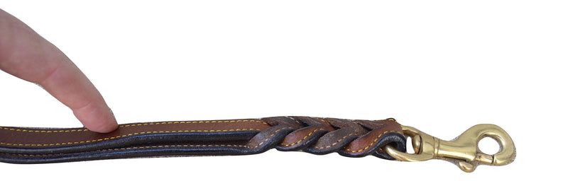 Soft Touch Collars Braided Leather Dog Leash Traffic Handle 6 FT x 3/4 INCH Brown - PawsPlanet Australia