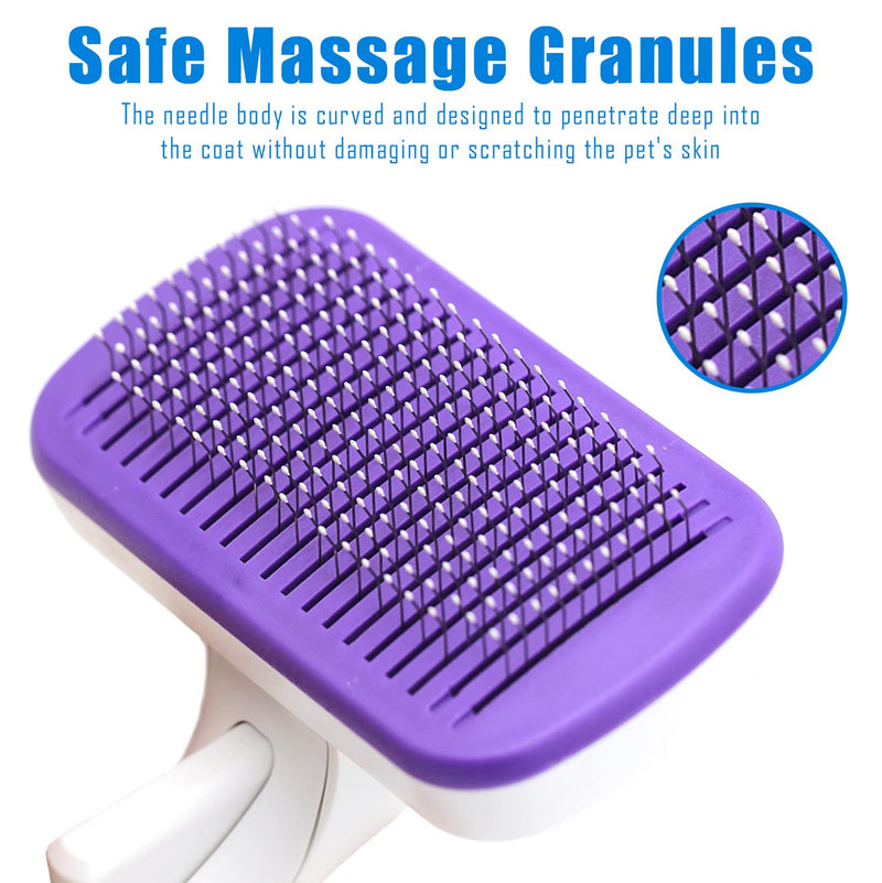 Dog Grooming Kit with Self Cleaning Slicker Brush, Pet Hair Remover Massage Gloves, Shedding Dematting Steel Comb for Long & Short Haired Cats Dogs, 4 Count - PawsPlanet Australia