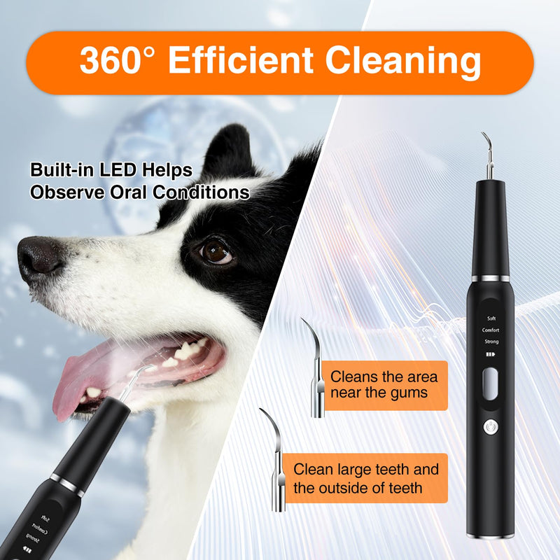 TroisAmis Dog Ultrasonic Plaque Remover for Teeth, Tooth Scaler for Dogs, Dog Teeth Cleaning Kit - Teeth Cleaner with LED Light，Canident Dog Tartar Remover, Electronic Dog Toothbrush, Protect Gums