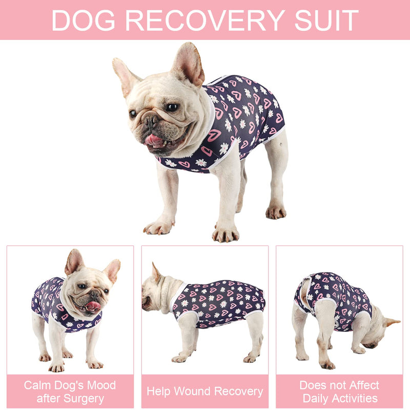 Dog Surgery Recovery Suit Pet Surgical Onesie After Surgery Wear for Female Male Dog Recovery Collar Alternative Love/Flower/Medium Medium Love/Flower-Zipper - PawsPlanet Australia