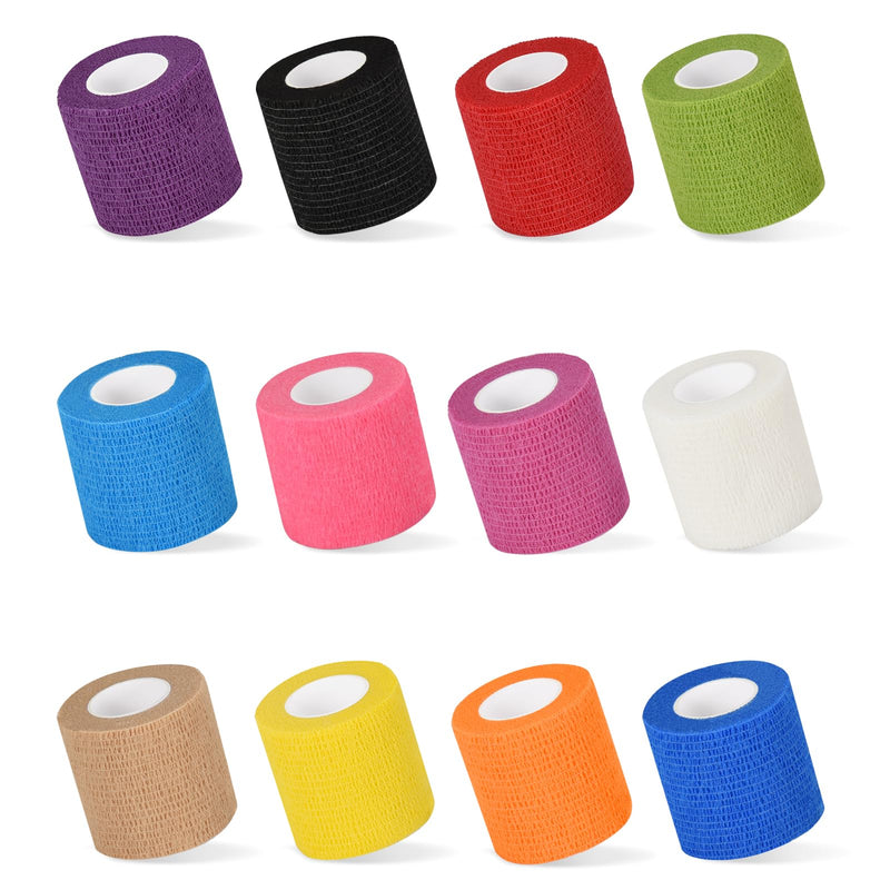 12 Rolls Self-Adhesive Bandage for First Aid Fixation Bandage Cohesive Bandage Bandage Bandage Sport Elastic Bandage for Wrist Vet Wrap Pet Dog Horses Mixing
