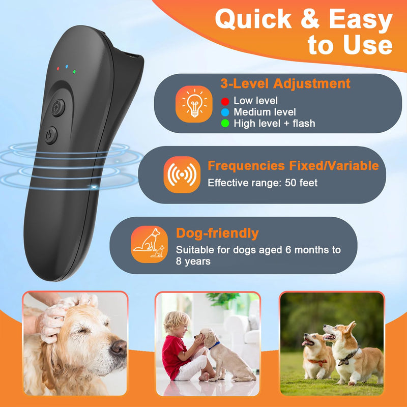 Dog Bark Deterrent Device,Ultrasonic Anti-Barking Devices with Sonic Emitters,Up to 15Ft Long Range & Rechargeable Bark Control,Safe for Dogs Training,Indoor & Outdoor(Black) Black - PawsPlanet Australia